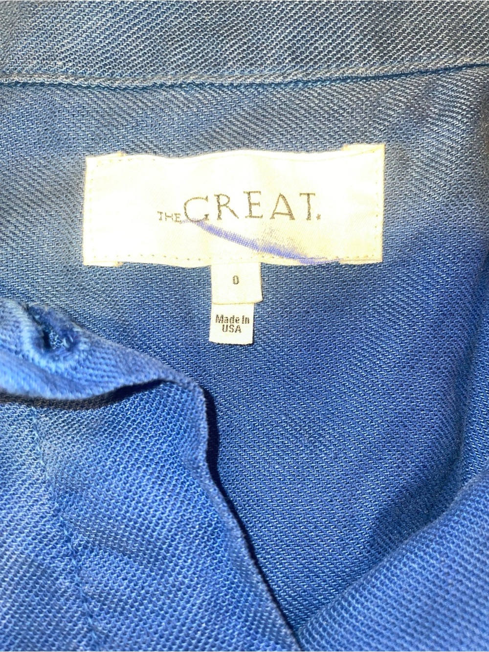 New! THE GREAT. Flutter Army Jacket Utility Ruffle Hem Blue 💙 XS - Picture 9 of 11